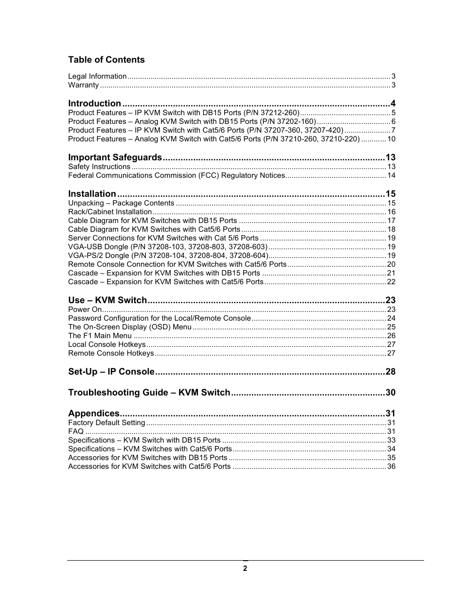 Chatsworth Products Analog KVM User Manual | Page 2 / 36