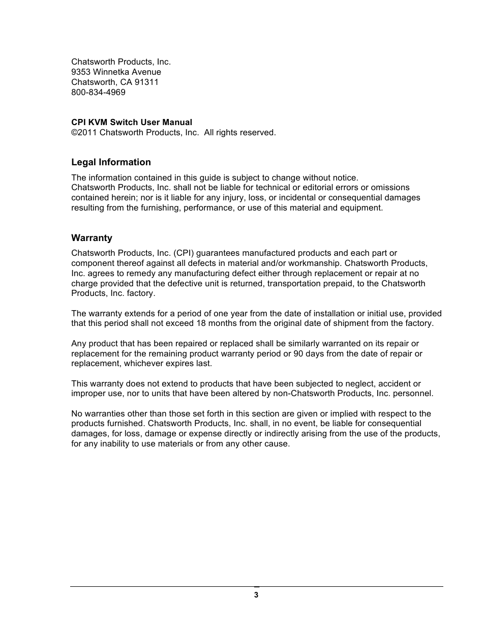 Chatsworth Products Analog KVM User Manual | Page 3 / 36