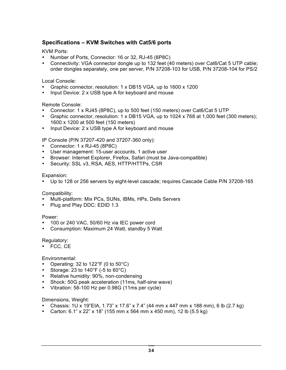 Chatsworth Products Analog KVM User Manual | Page 34 / 36
