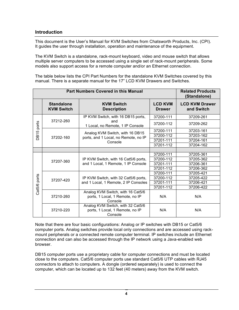 Chatsworth Products Analog KVM User Manual | Page 4 / 36