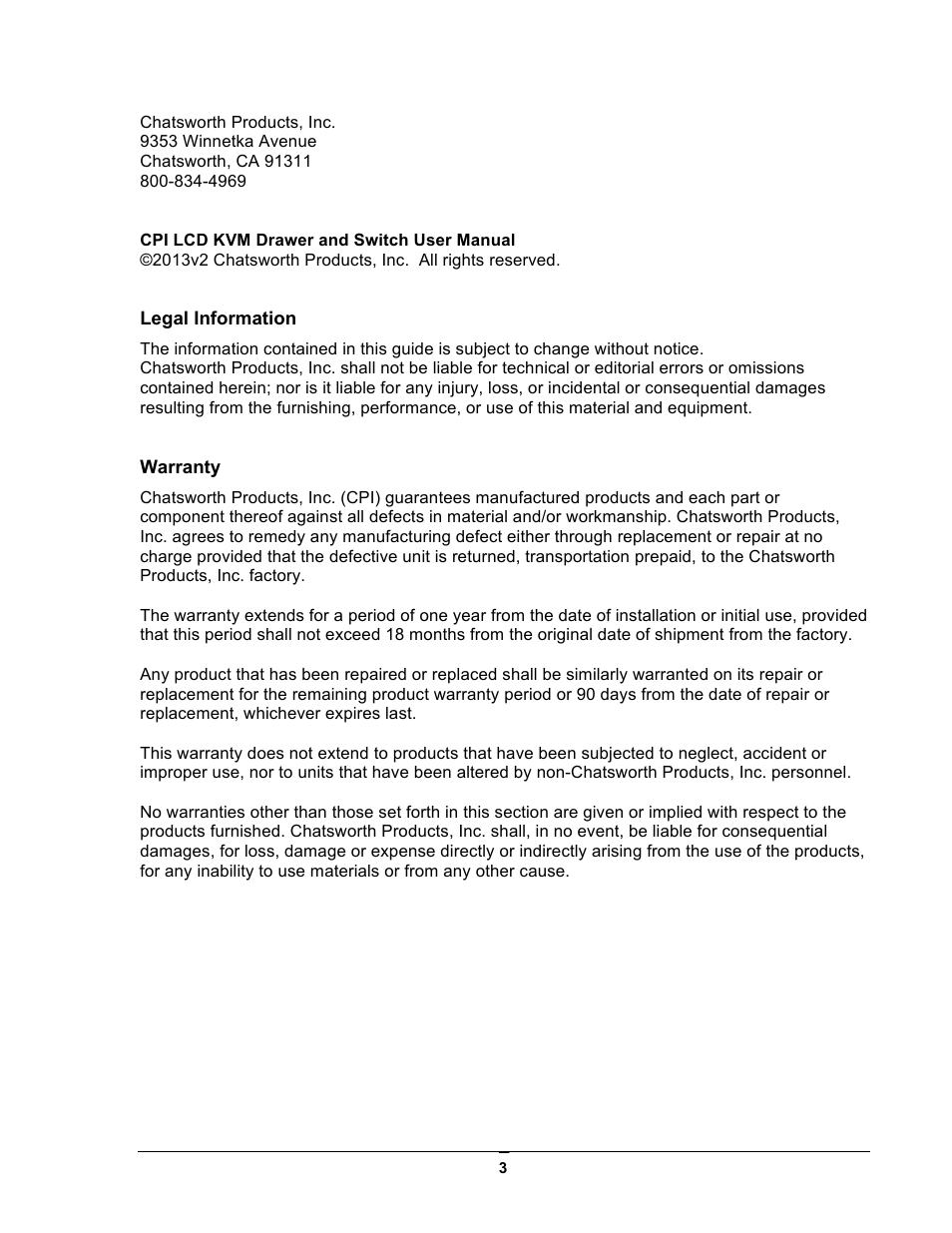 Chatsworth Products LCD Monitors User Manual | Page 3 / 44