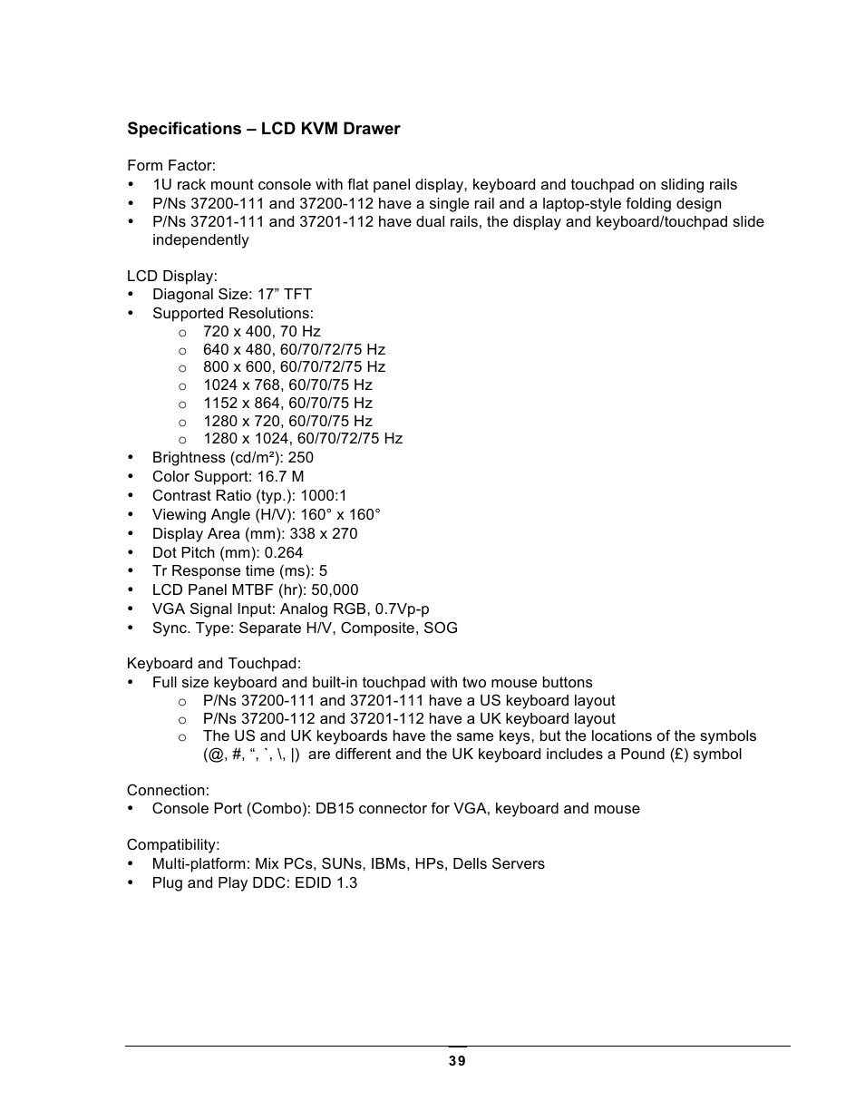 Chatsworth Products LCD Monitors User Manual | Page 39 / 44