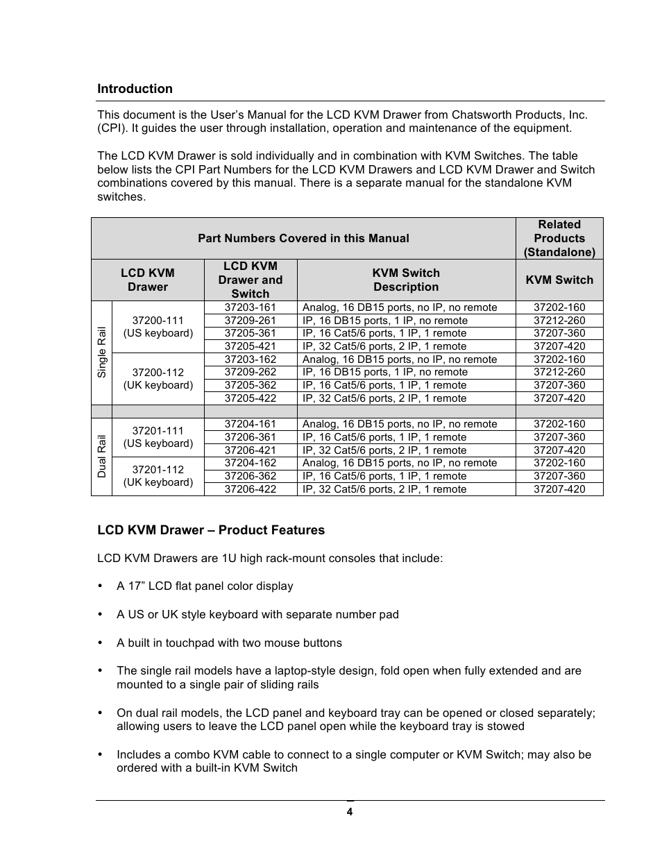 Chatsworth Products LCD Monitors User Manual | Page 4 / 44