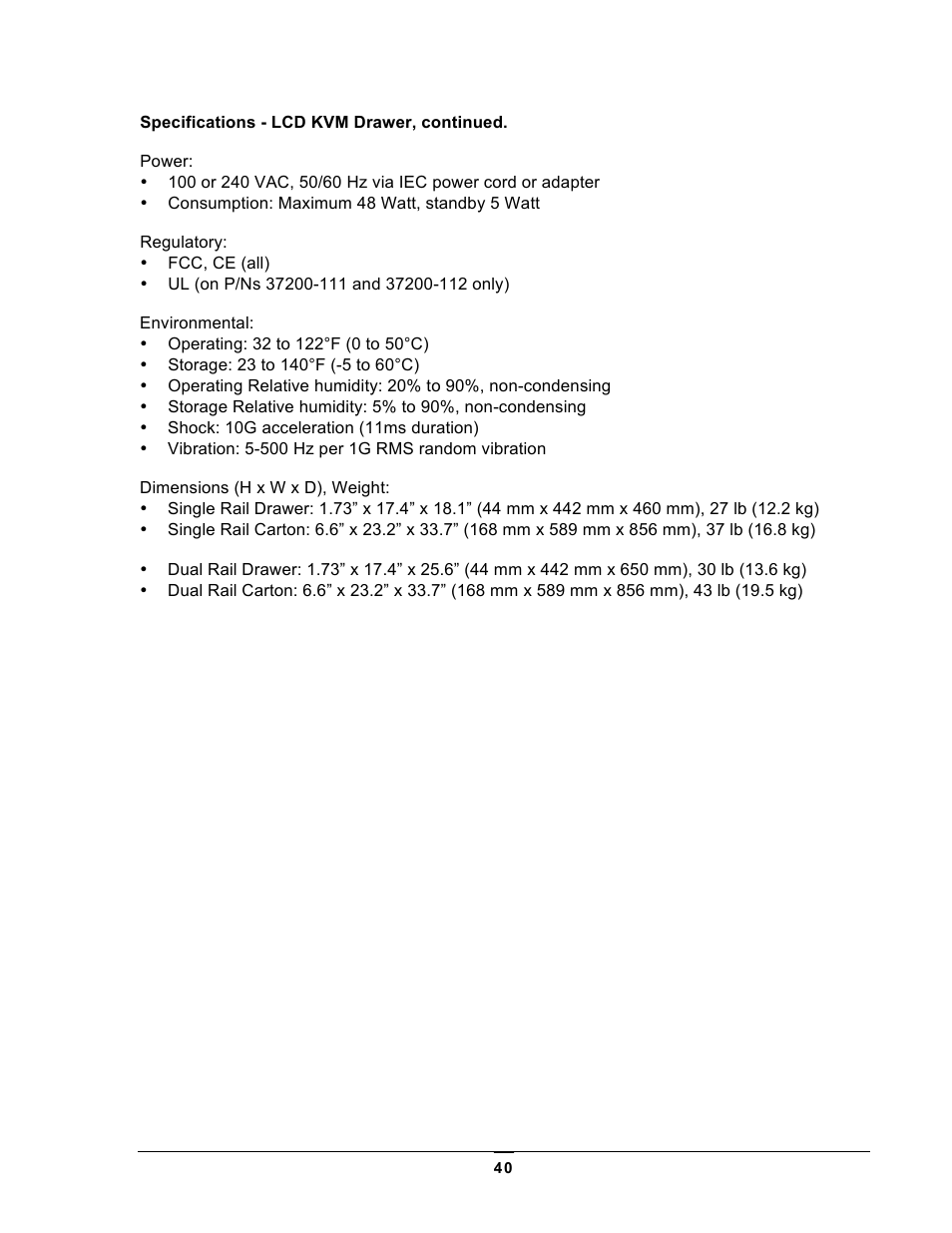 Chatsworth Products LCD Monitors User Manual | Page 40 / 44