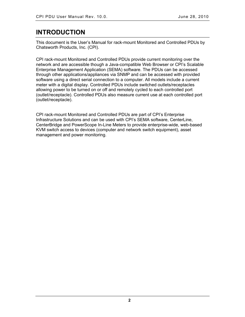 Introduction | Chatsworth Products Additional Power Distribution Units User Manual | Page 4 / 38