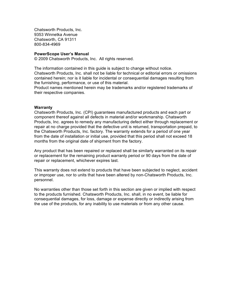 Chatsworth Products PowerScope In-Line Meter User Manual | Page 2 / 22