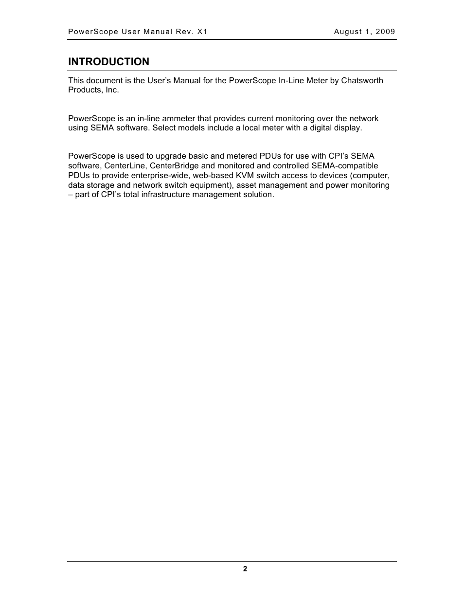 Introduction | Chatsworth Products PowerScope In-Line Meter User Manual | Page 4 / 22