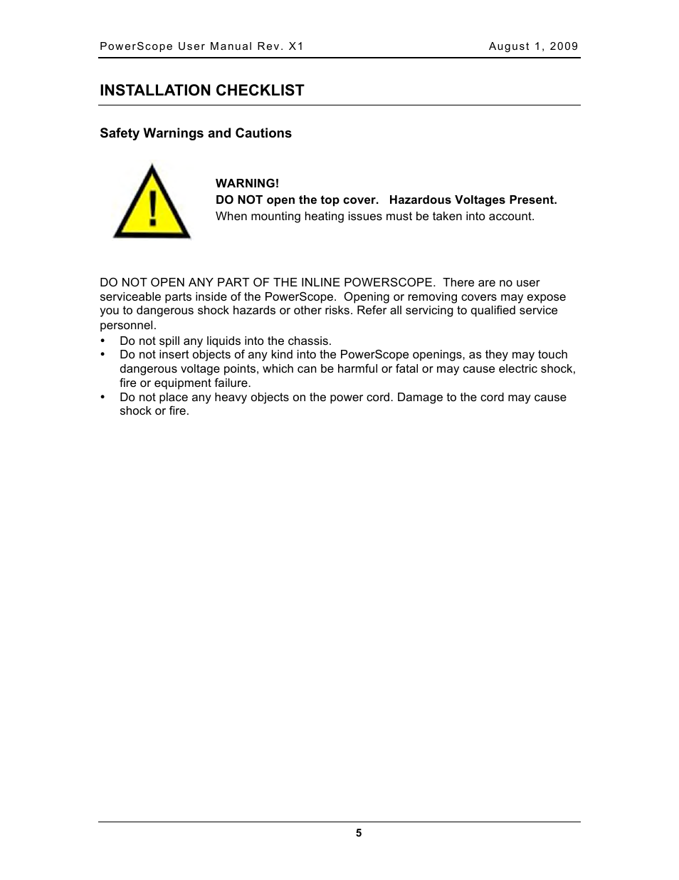 Installation checklist | Chatsworth Products PowerScope In-Line Meter User Manual | Page 7 / 22