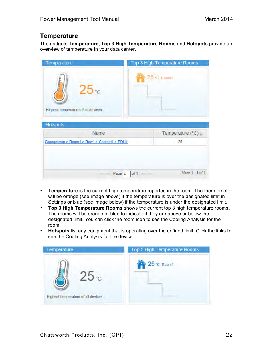 Temperature | Chatsworth Products CPI Power Management Tool User Manual | Page 22 / 92