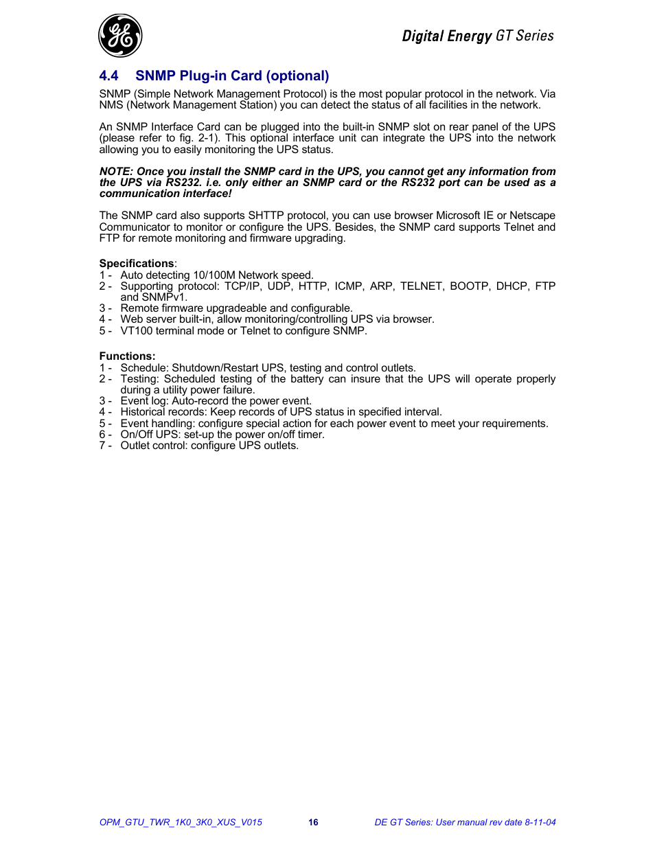 Digital energy gt series | Chatsworth Products GT Series UPS (3-10kVA) User Manual | Page 17 / 20