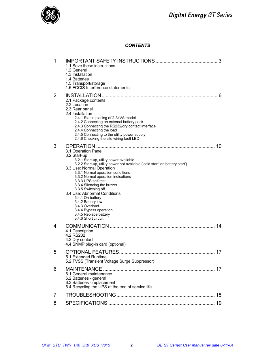 Digital energy gt series | Chatsworth Products GT Series UPS (3-10kVA) User Manual | Page 3 / 20