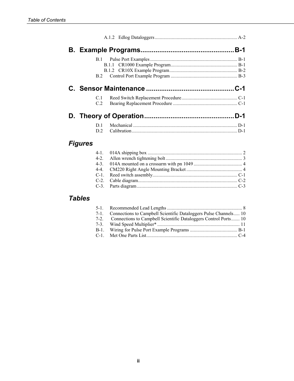 Figures, Tables | Campbell Scientific 014A Met One Wind Speed Sensor User Manual | Page 8 / 36