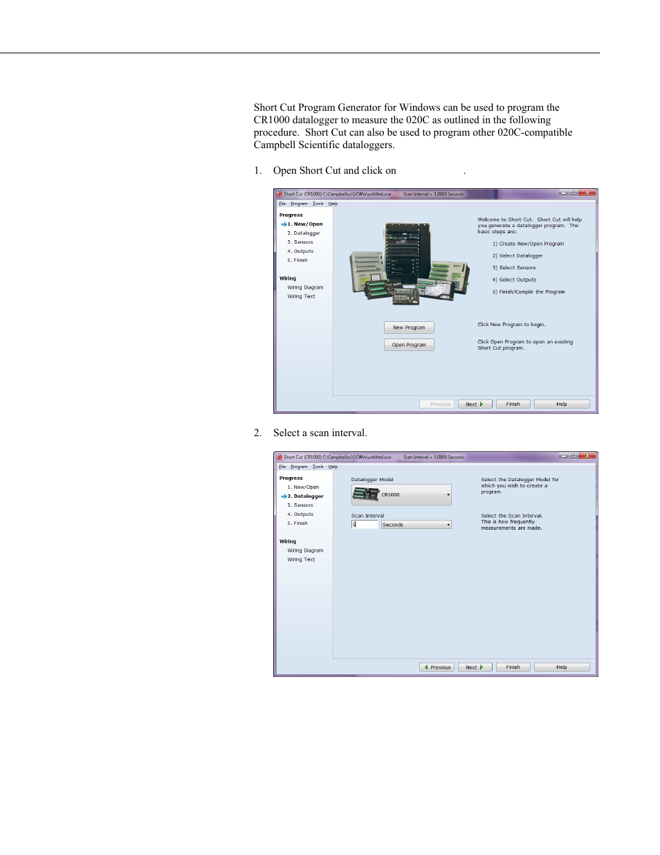 2 programming with short cut | Campbell Scientific 020C Wind Direction Sensor User Manual | Page 9 / 26