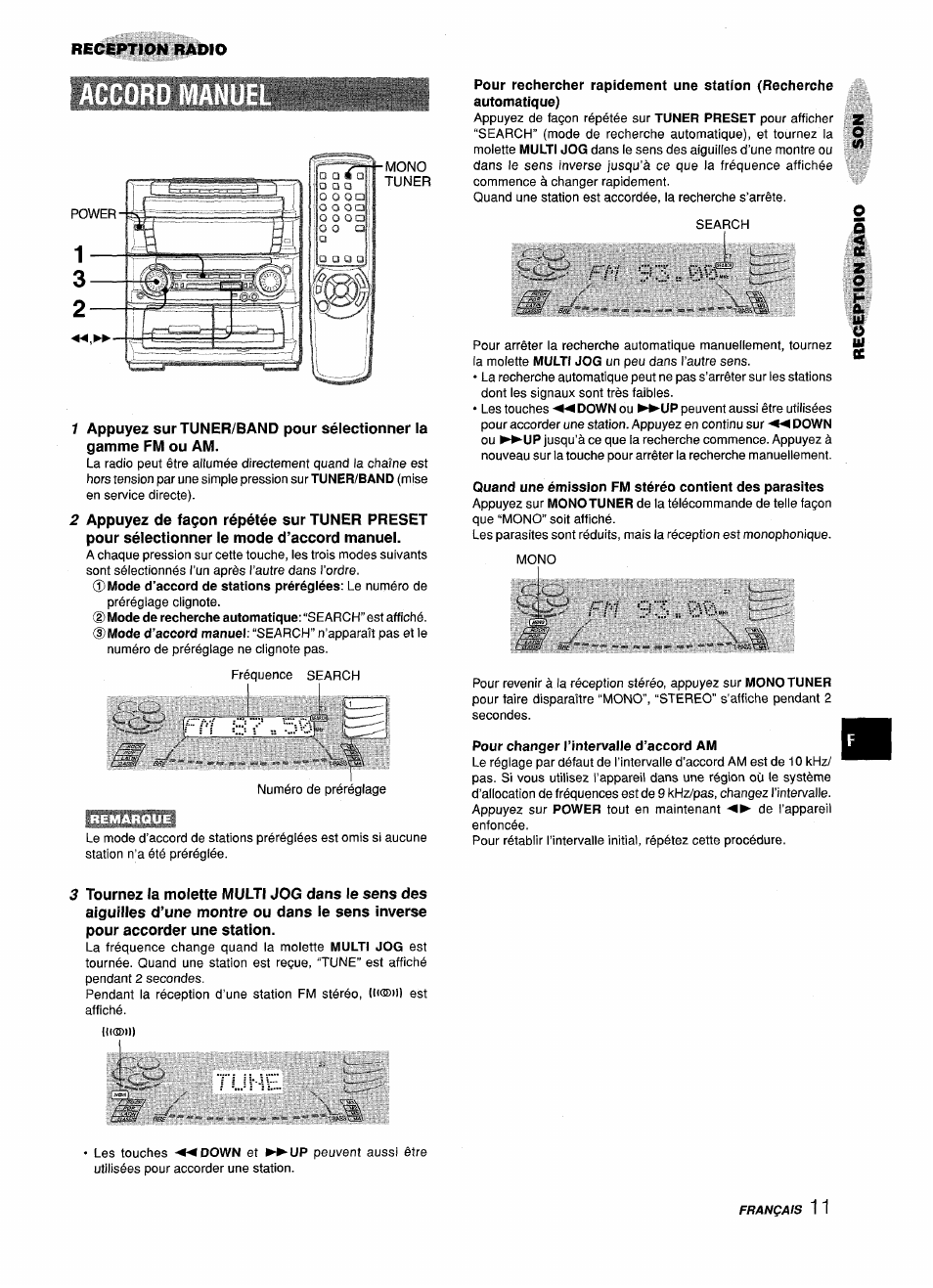 Pour changer l’intervalle d’accord am, Fm 93, Tu m3 | Ïll' b | Aiwa Z-L70 User Manual | Page 67 / 88