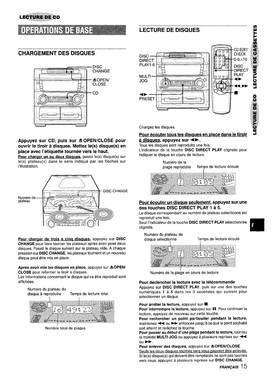 Chargement des disques, Lecture de disques | Aiwa Z-L70 User Manual | Page 71 / 88