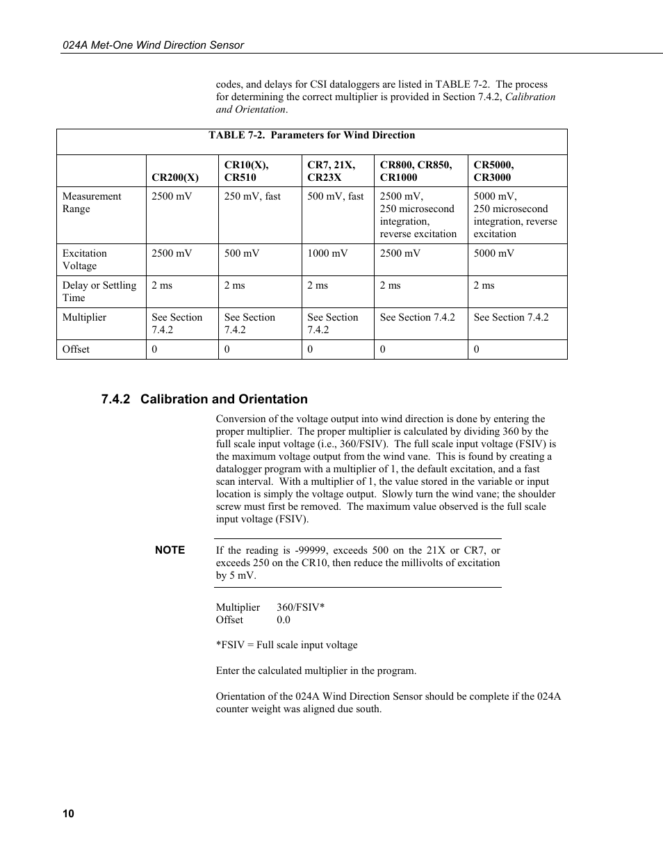 2 calibration and orientation, Calibration and orientation, 2. parameters | Wind direction | Campbell Scientific 024A-L Met One Wind Direction Sensor User Manual | Page 16 / 30