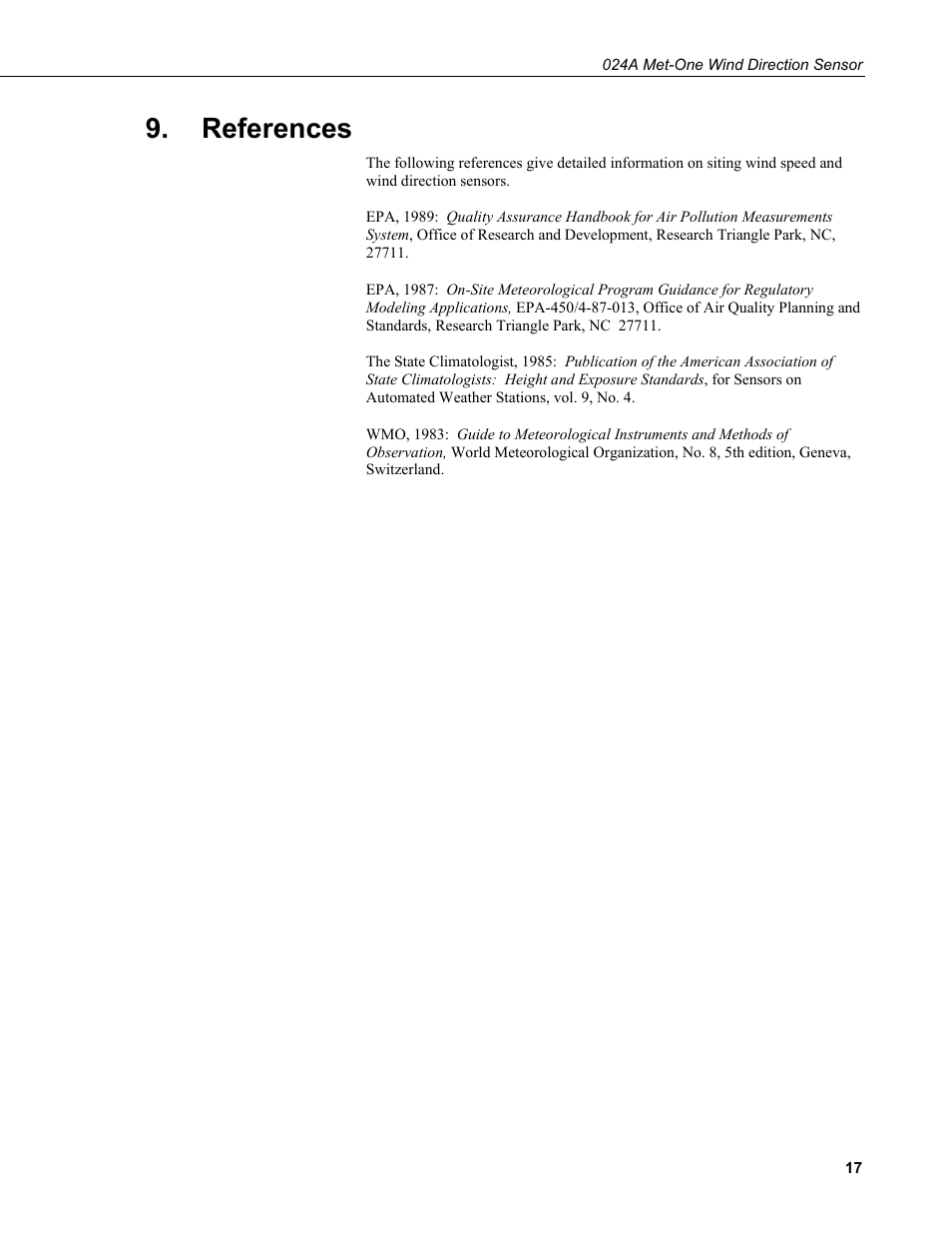 References | Campbell Scientific 024A-L Met One Wind Direction Sensor User Manual | Page 23 / 30