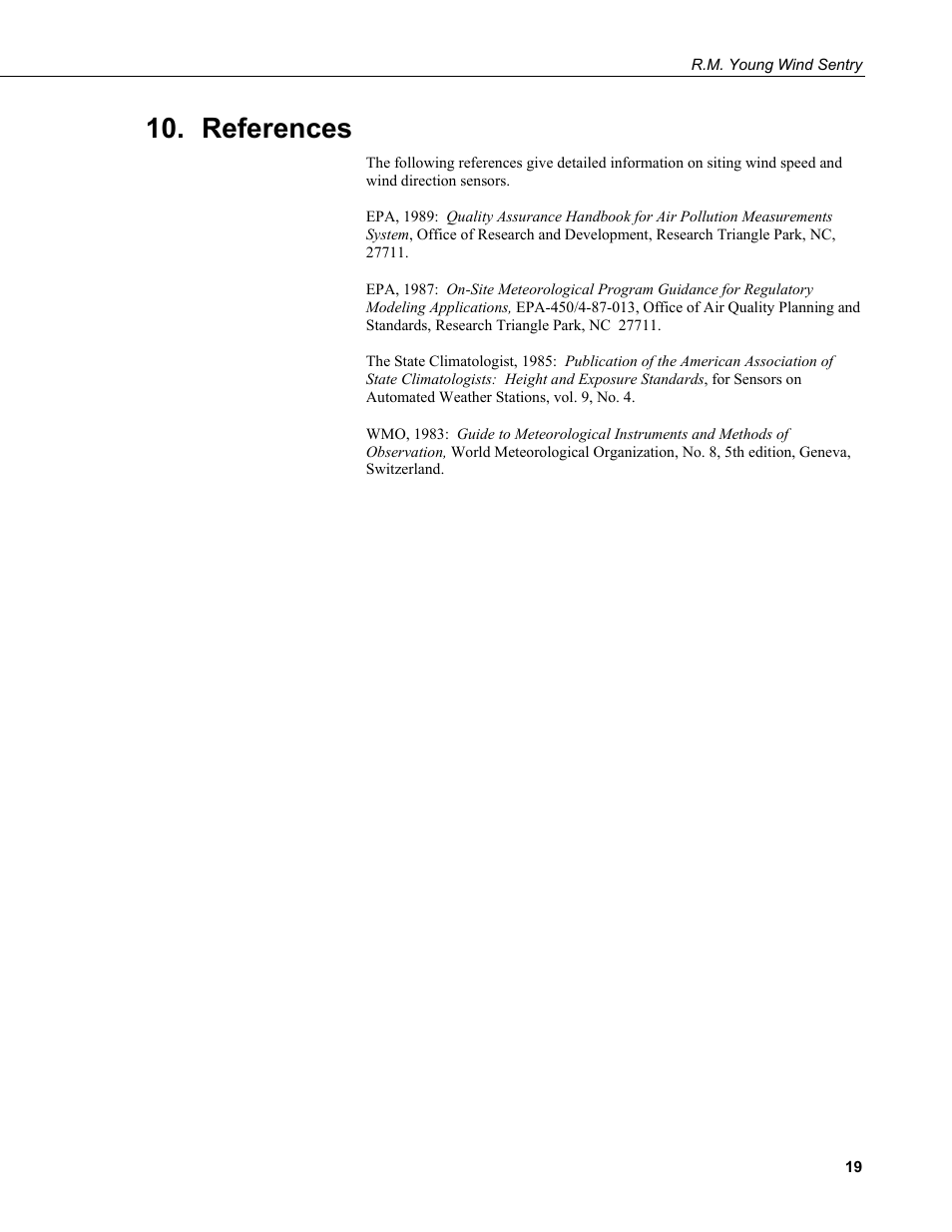 References | Campbell Scientific 03002, 03101, and 03301 R. M. Young Wind Sentry Sensors User Manual | Page 25 / 40