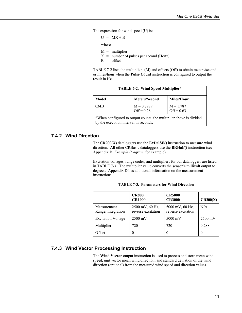 2 wind direction, 3 wind vector processing instruction, Wind direction | Wind vector processing instruction, 2. wind speed multiplier, 3. parameters for wind direction | Campbell Scientific 034B-L Met One Windset User Manual | Page 19 / 34