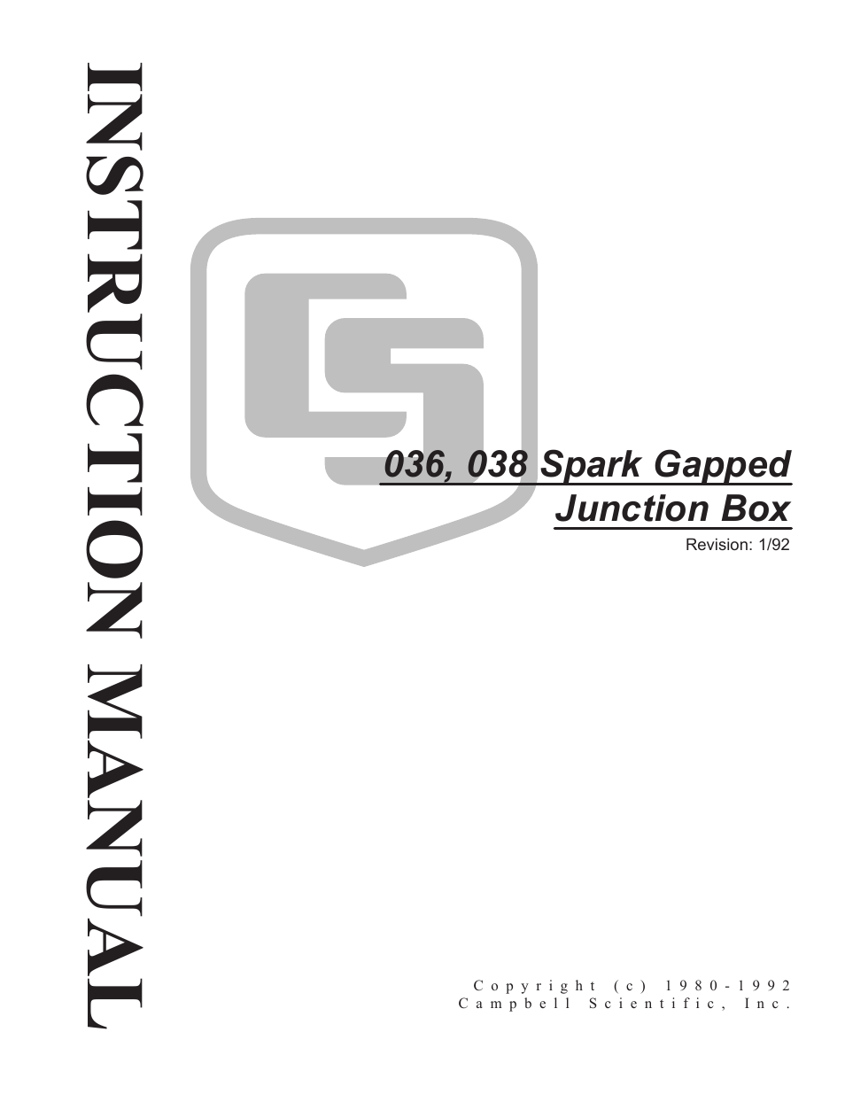 Campbell Scientific 036, 038 Spark Gapped Junction Box User Manual | 6 pages
