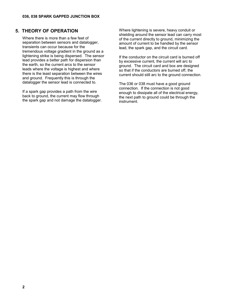 Theory of operation | Campbell Scientific 036, 038 Spark Gapped Junction Box User Manual | Page 4 / 6