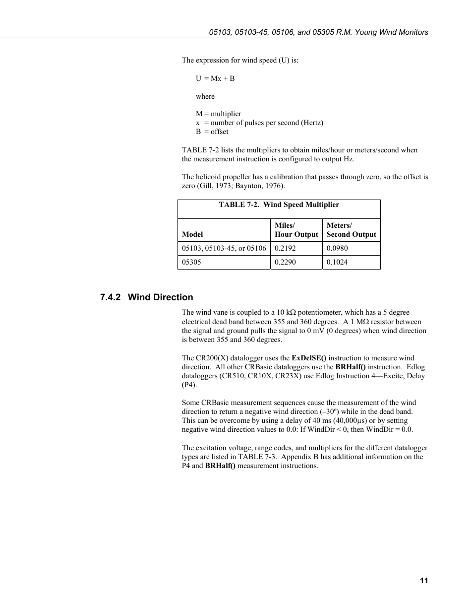 2 wind direction, Wind direction, 2. wind | Speed multiplier | Campbell Scientific 05103, 05103-45, 05106, and 05305 R. M. Young Wind Monitors User Manual | Page 17 / 30