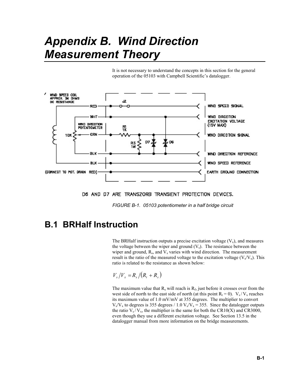 Appendix b. wind direction measurement theory, B.1 brhalf instruction, B.1 brhalf | Rv v | Campbell Scientific 05103, 05103-45, 05106, and 05305 R. M. Young Wind Monitors User Manual | Page 27 / 30