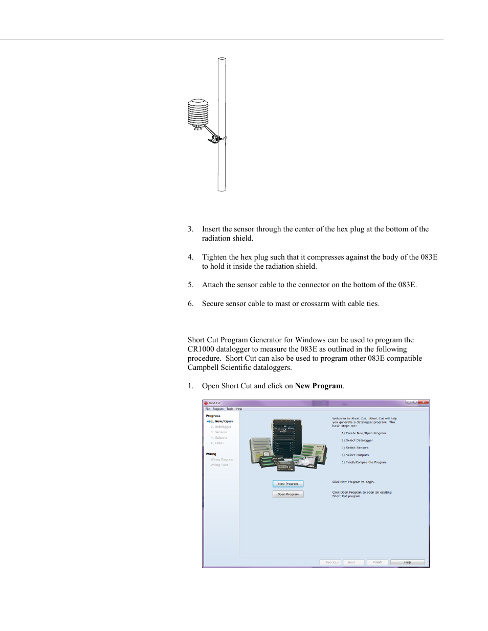 2 programming with short cut | Campbell Scientific 083E Relative Humidity and Temperature Sensor User Manual | Page 9 / 22