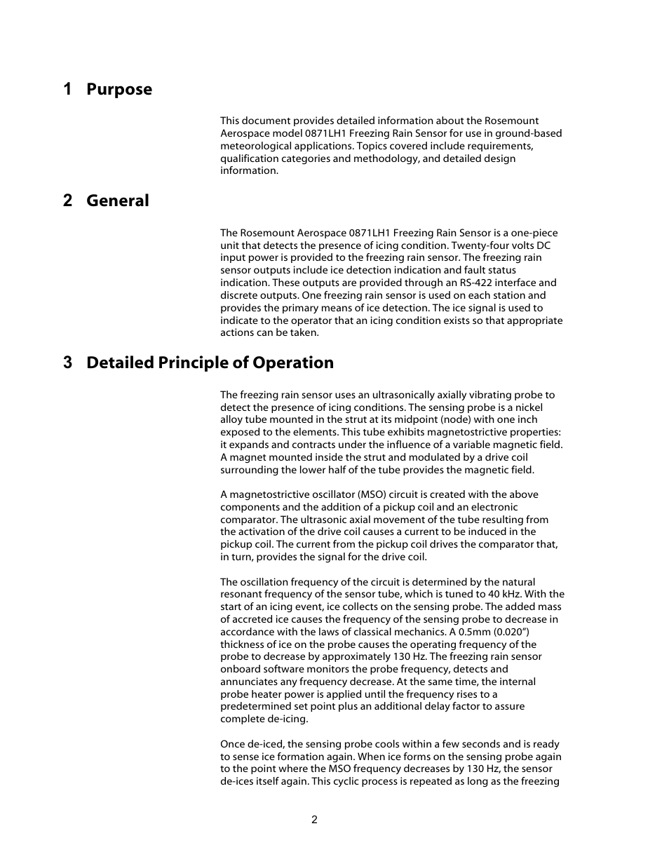 1 purpose, 2 general, 3 detailed principle of operation | Campbell Scientific 0871LH1 Freezing Rain Sensor User Manual | Page 5 / 31