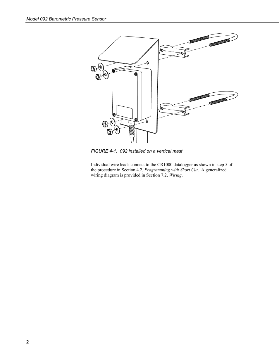 1. 092 installed on a vertical mast | Campbell Scientific 092 Barometric Pressure Sensor User Manual | Page 8 / 24
