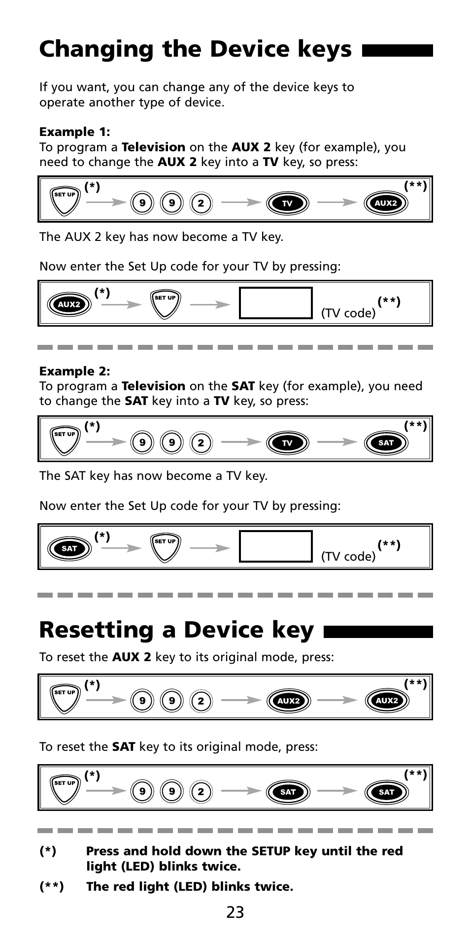 Changing the device keys, Resetting a device key | Aiwa MF 355RF User Manual | Page 24 / 74