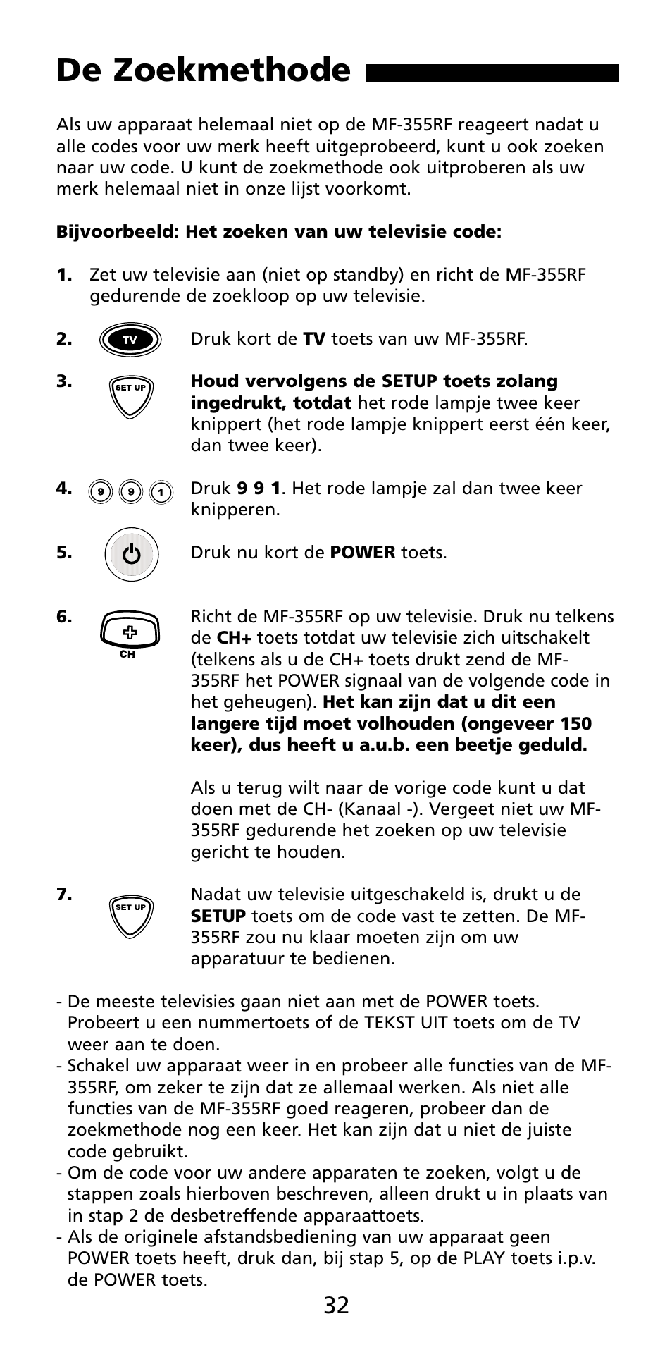 De zoekmethode | Aiwa MF 355RF User Manual | Page 33 / 74