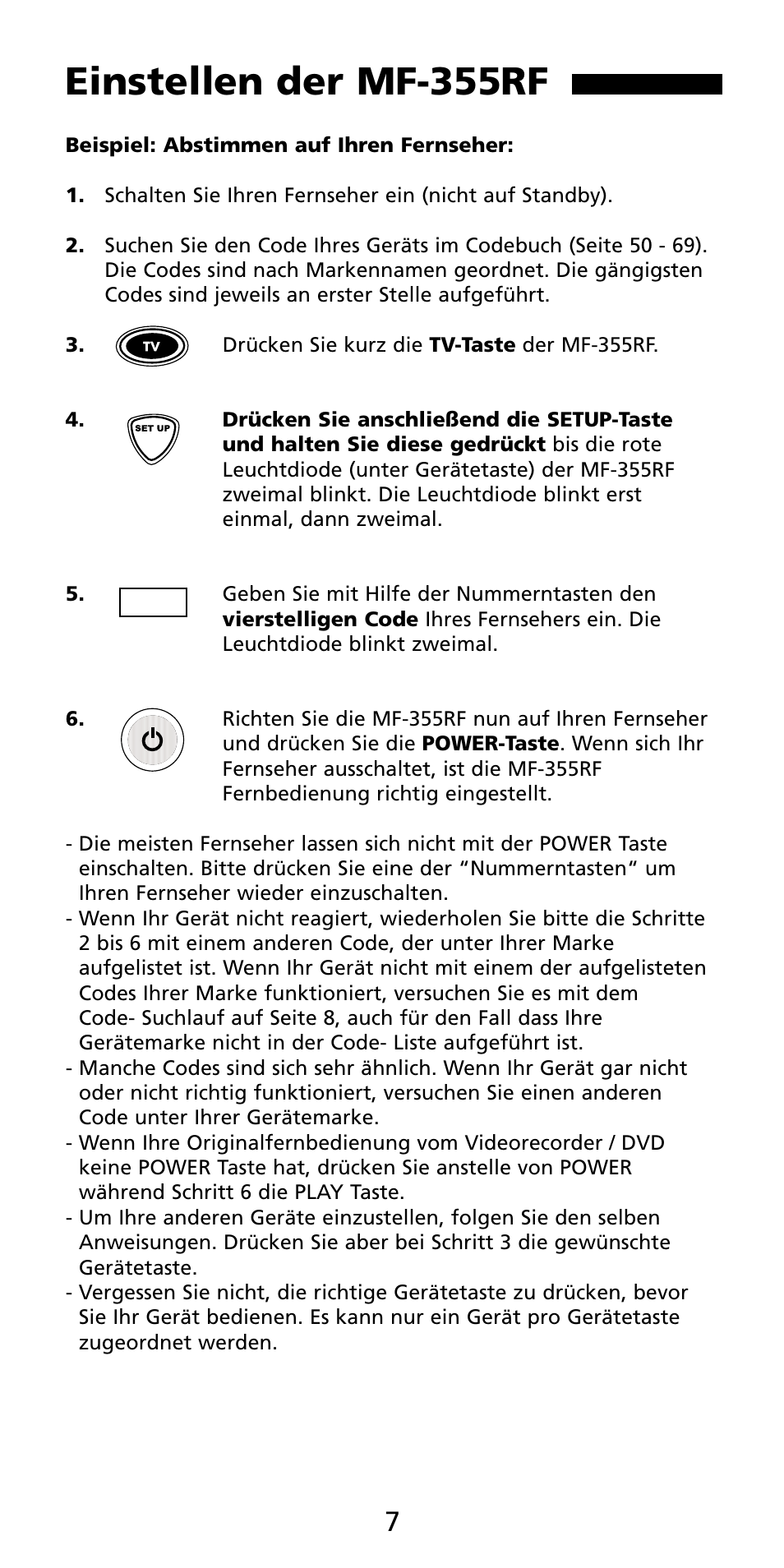 Einstellen der mf-355rf | Aiwa MF 355RF User Manual | Page 7 / 74