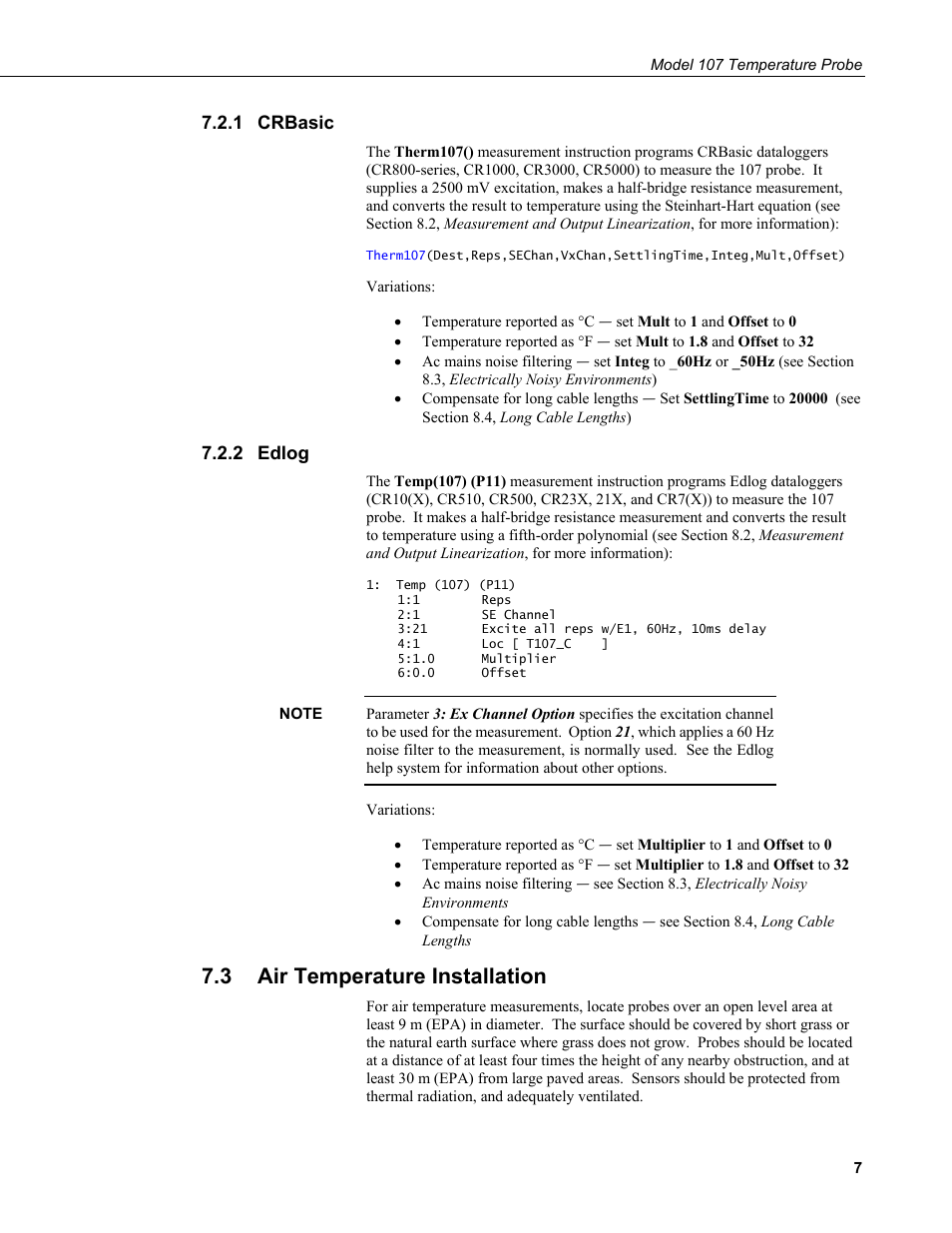 1 crbasic, 2 edlog, 3 air temperature installation | Crbasic, Edlog, Air temperature installation | Campbell Scientific 107-L Temperature Probe User Manual | Page 13 / 28