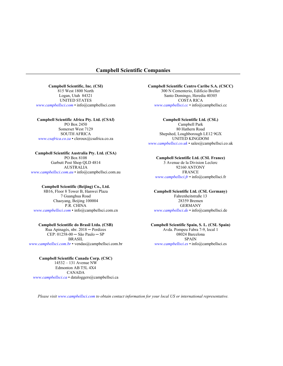 Campbell scientific companies | Campbell Scientific 107-L Temperature Probe User Manual | Page 28 / 28