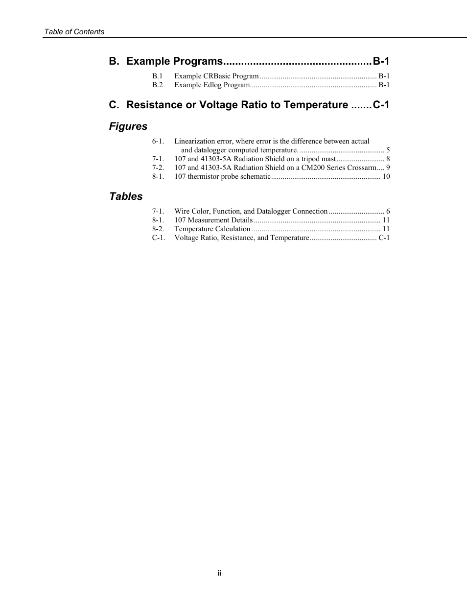 Figures, Tables | Campbell Scientific 107-L Temperature Probe User Manual | Page 6 / 28