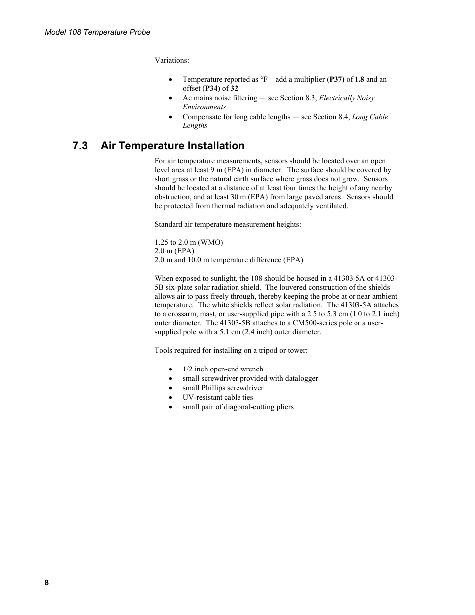 3 air temperature installation, Air temperature installation | Campbell Scientific 108-L Temperature Probe User Manual | Page 14 / 30