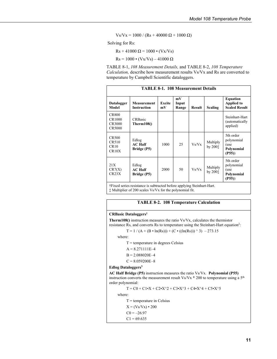 1. 108 measurement details, 2. 108 temperature calculation | Campbell Scientific 108-L Temperature Probe User Manual | Page 17 / 30