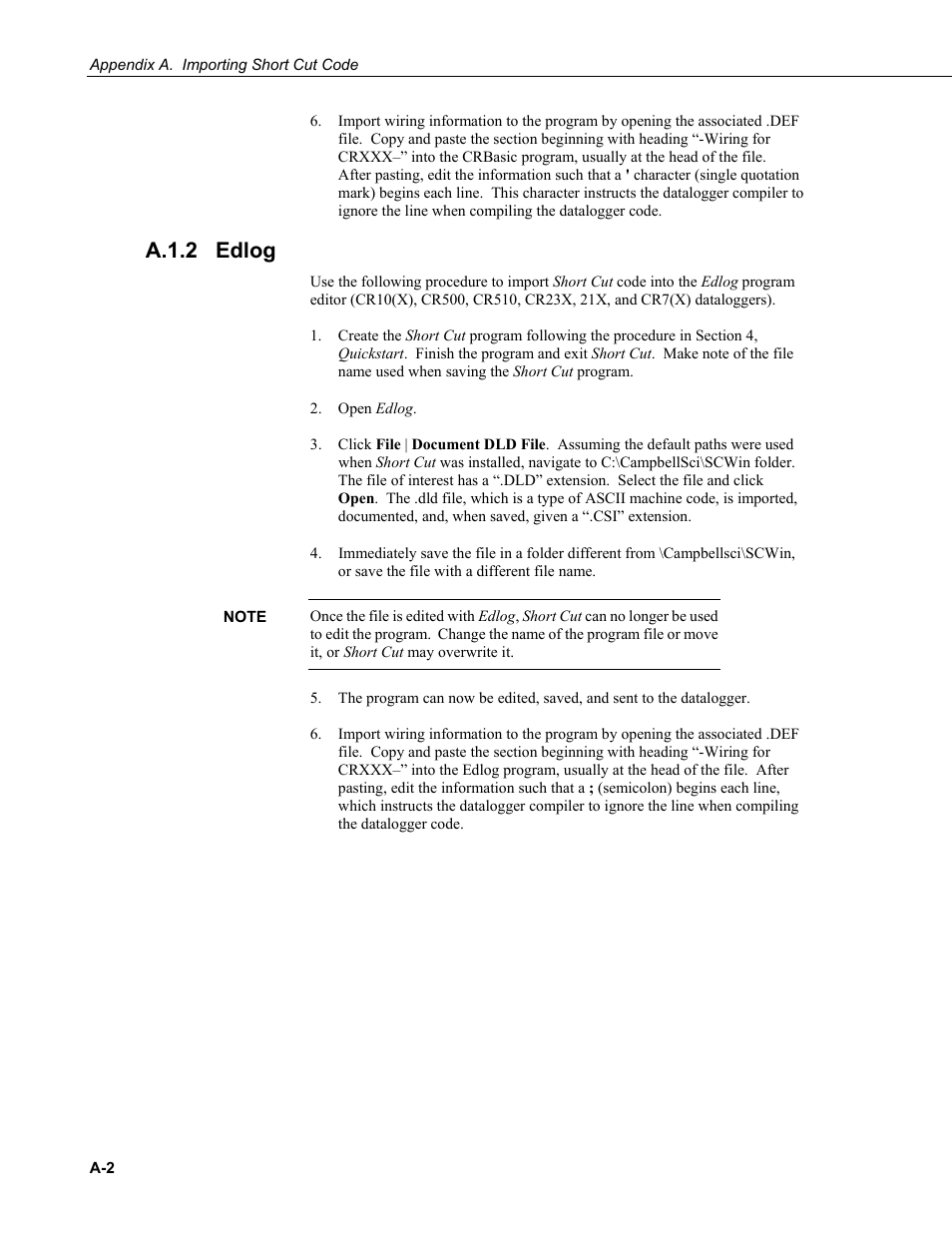 A.1.2 edlog, A.1.2 | Campbell Scientific 108-L Temperature Probe User Manual | Page 22 / 30