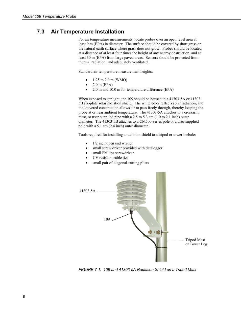 3 air temperature installation, Air temperature installation | Campbell Scientific 109-L Temperature Probe User Manual | Page 16 / 30