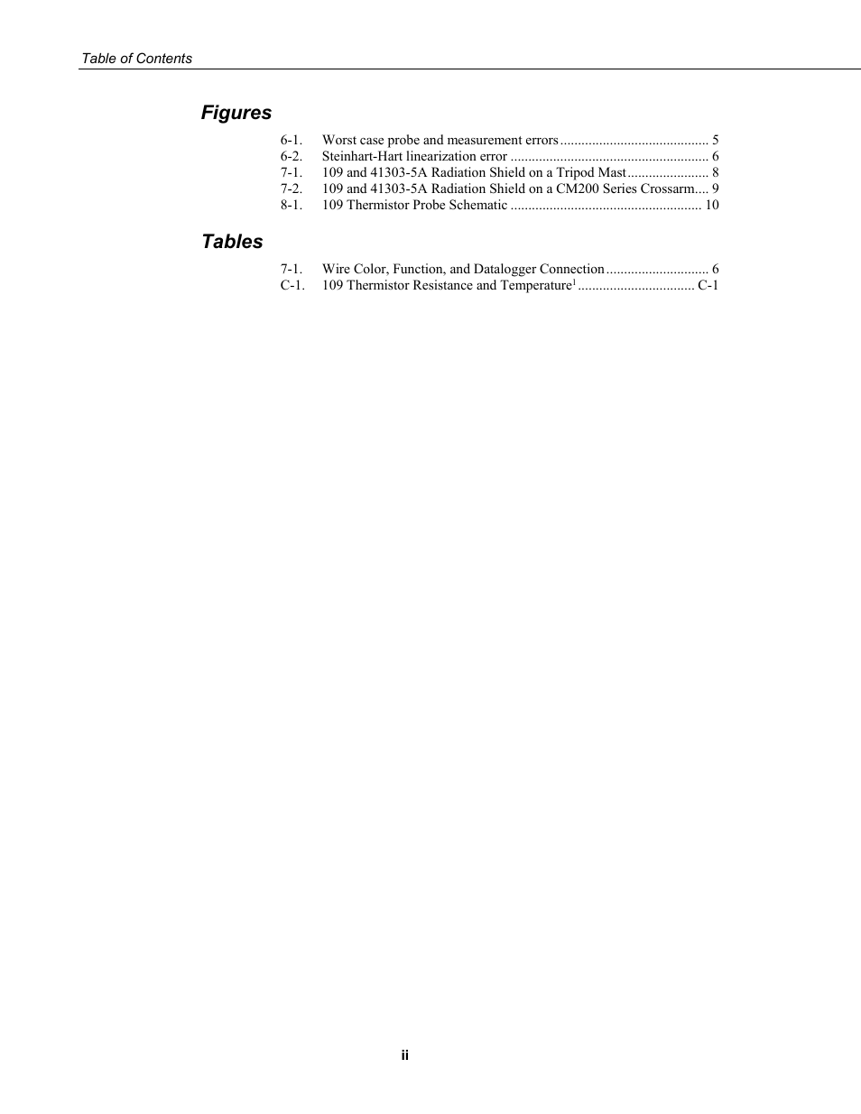 Figures, Tables | Campbell Scientific 109-L Temperature Probe User Manual | Page 8 / 30