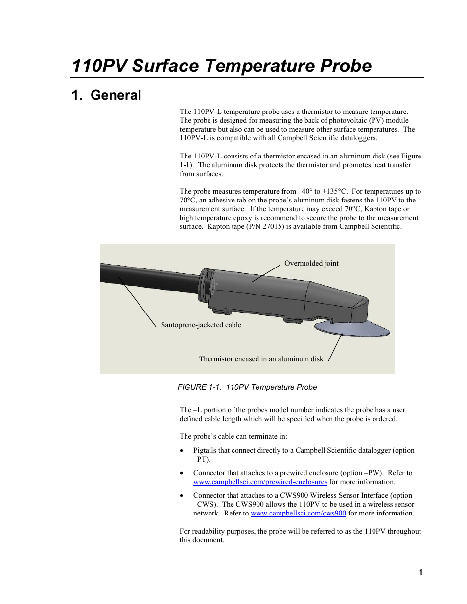 110pv surface temperature probe, General | Campbell Scientific 110PV Surface Temperature Probe User Manual | Page 7 / 32