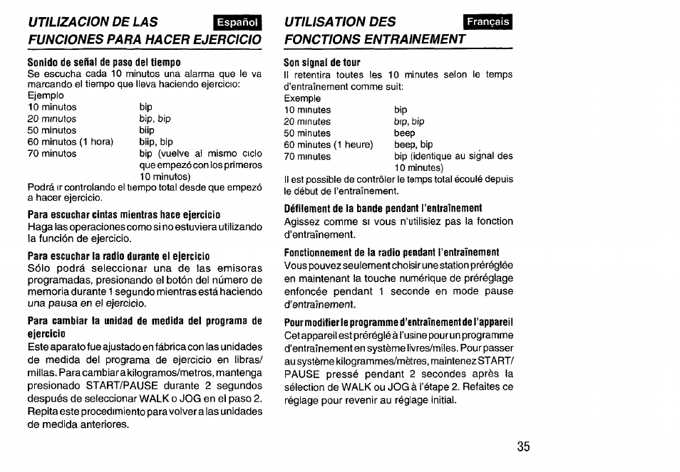 Sonido de señal de paso del tiempo, Son signai de tour | Aiwa HS-SP570 User Manual | Page 35 / 40