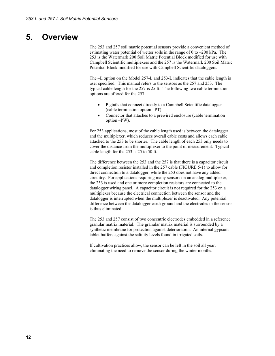 Overview | Campbell Scientific 253-L and 257-L (Watermark 200) Soil Matric Potential Sensors User Manual | Page 18 / 36