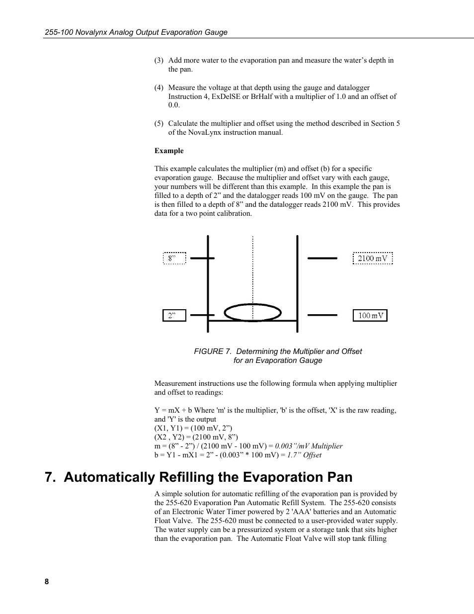 Automatically refilling the evaporation pan | Campbell Scientific 255-100 Novalynx Analog Output Evaporation Gauge User Manual | Page 12 / 16