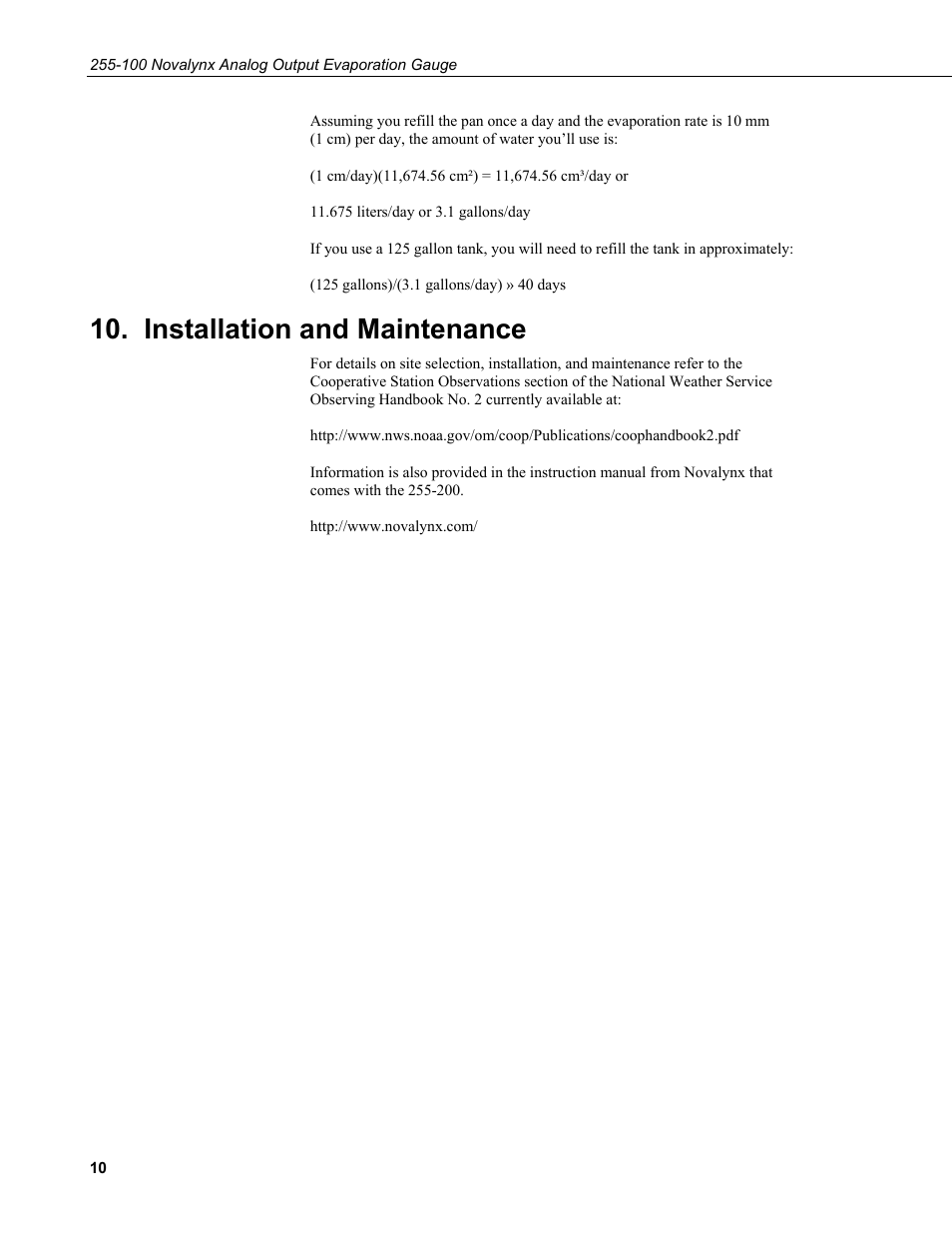 Installation and maintenance | Campbell Scientific 255-100 Novalynx Analog Output Evaporation Gauge User Manual | Page 14 / 16