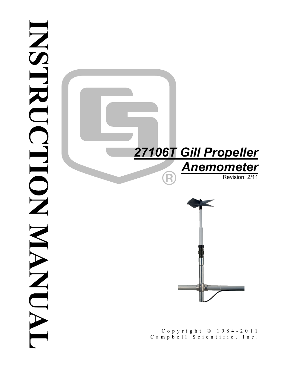 Campbell Scientific 27106T Gill Propeller Anemometer User Manual | 18 pages