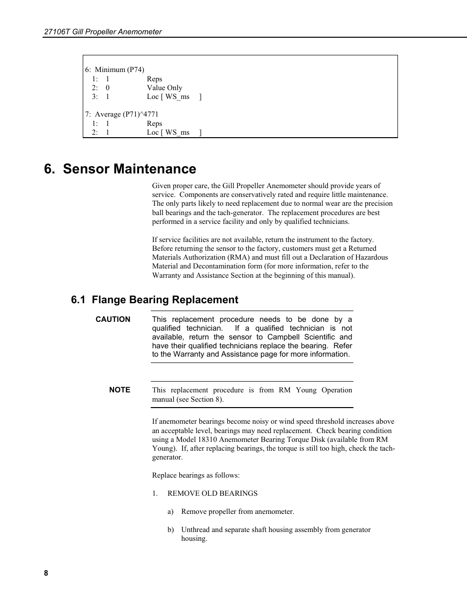 Sensor maintenance, 1 flange bearing replacement | Campbell Scientific 27106T Gill Propeller Anemometer User Manual | Page 12 / 18