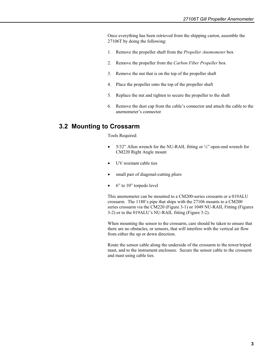 2 mounting to crossarm | Campbell Scientific 27106T Gill Propeller Anemometer User Manual | Page 7 / 18