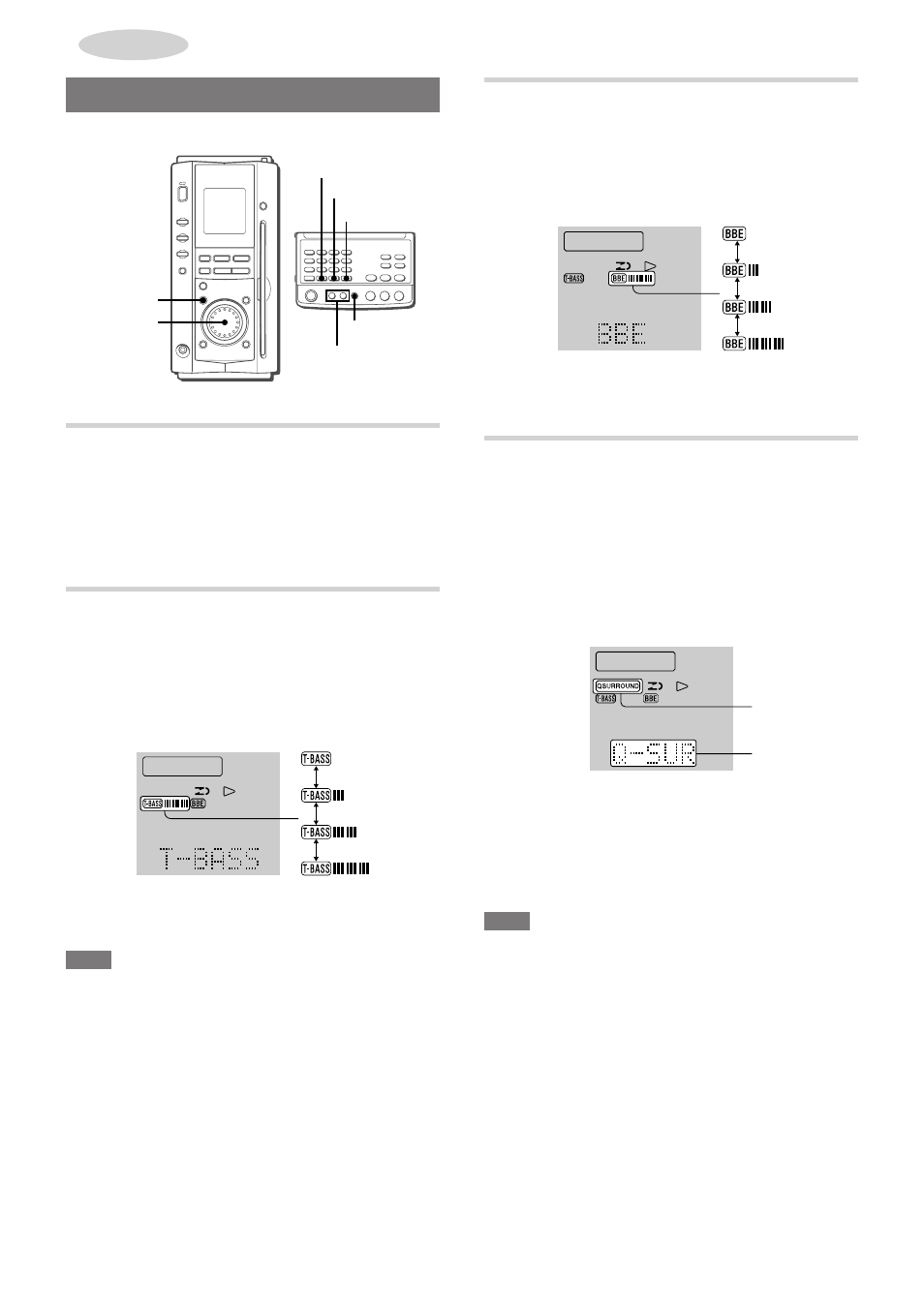 Ajustes del audio, Volumen, Sistema super t-bass | Sistema bbe, Sistema q surround | Aiwa XR-MS3 User Manual | Page 30 / 68